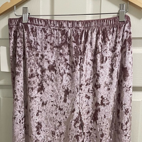 NWT NICOLE MILLER CRUSHED VELVET LONG PANTS PAJAMAS IN MAUVE FUSION SIZE XL - Picture 2 of 3